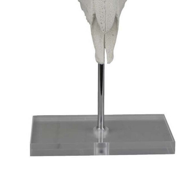 Mitch Bighead Sheep Ram Sculpture w Curved Horns, White Resin 16 Inch