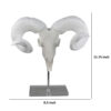 Mitch Bighead Sheep Ram Sculpture w Curved Horns, White Resin 16 Inch