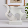 Ramya Abstract Accent Decor, Flowing Lines and Curves, White Resin