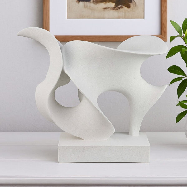 Ramya Abstract Accent Decor, Flowing Lines and Curves, White Resin
