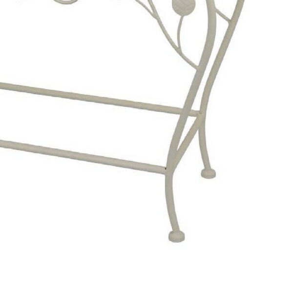 Philip Plant Stand Table, Scrolled Vine Details, Curved White Metal