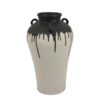 Caleb Accent Vase with Drip Pattern and Handles, Black Gray Ceramic