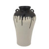 Caleb Accent Vase with Drip Pattern and Handles, Black Gray Ceramic