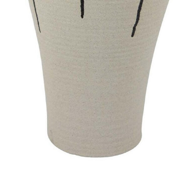 Caleb Accent Vase with Drip Pattern and Handles, Black Gray Ceramic