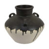 Caleb Accent Vase with Drip Pattern, Angled Handles Black Gray Ceramic
