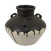 Caleb Accent Vase with Drip Pattern, Angled Handles Black Gray Ceramic