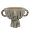 Javier Accent Planter with Loop Handles, Pedestal Black Beige Ceramic