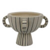 Javier Accent Planter with Loop Handles, Pedestal Black Beige Ceramic
