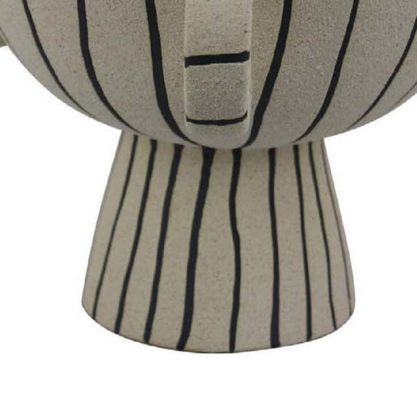 Javier Accent Planter with Loop Handles, Pedestal Black Beige Ceramic