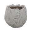Sicily Accent Planter w Leaf Embossed Surface, Flared Edges Gray Resin