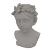 Sanie Decorative Female Bust with Floral Crown, Gray Resin 17 Inch