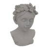 Sanie Decorative Female Bust with Floral Crown, Gray Resin 17 Inch