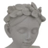 Sanie Decorative Female Bust with Floral Crown, Gray Resin 17 Inch