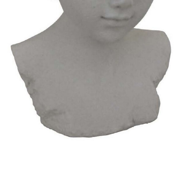 Sanie Decorative Female Bust with Floral Crown, Gray Resin 17 Inch