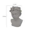 Sanie Decorative Female Bust with Floral Crown, Gray Resin 17 Inch