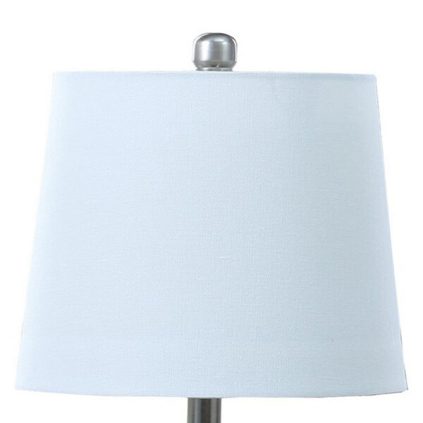 22 Inch Accent Table Lamp, Cactus Designed Body, Metal Base, Blue, White