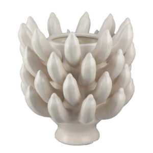 Joseph Accent Vase with Tiered Flame Accents, Ivory Ceramic 11 Inch