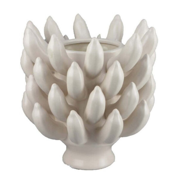 Joseph Accent Vase with Tiered Flame Accents, Ivory Ceramic 11 Inch