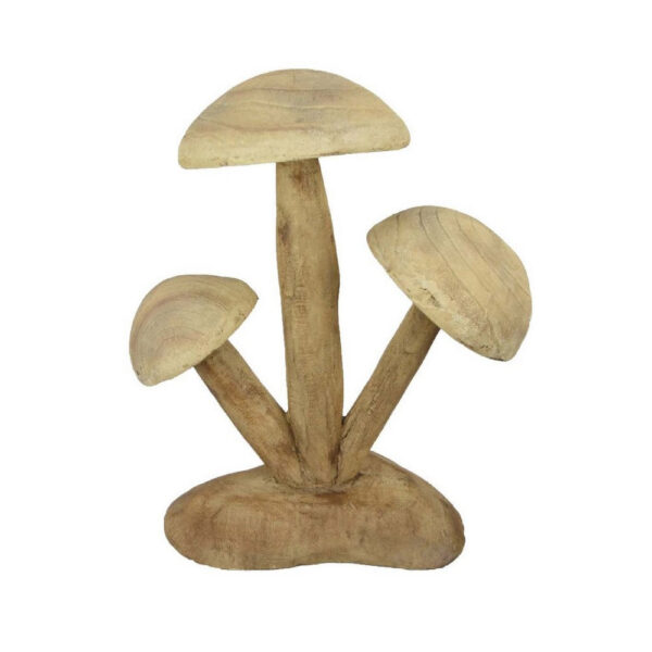 Sarah Outdoor Accent Decor, 3 Mushroom Sculpture, Natural Brown Resin