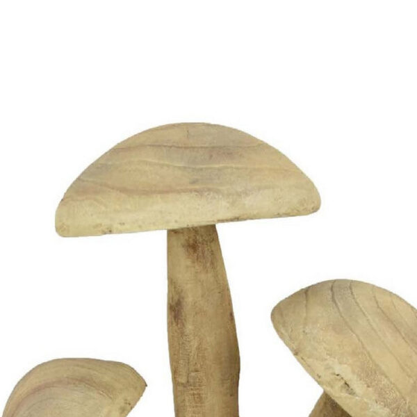 Sarah Outdoor Accent Decor, 3 Mushroom Sculpture, Natural Brown Resin