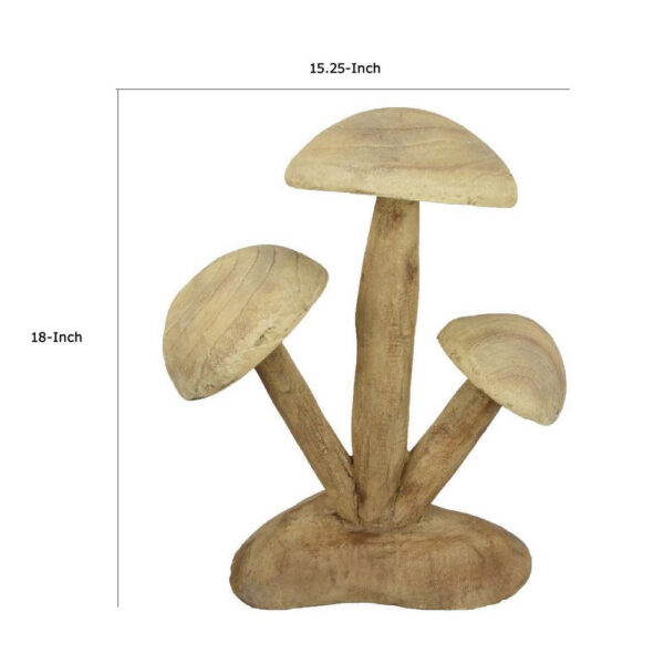 Sarah Outdoor Accent Decor, 3 Mushroom Sculpture, Natural Brown Resin