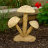 Sarah Outdoor Accent Decor, 3 Mushroom Sculpture, Natural Brown Resin