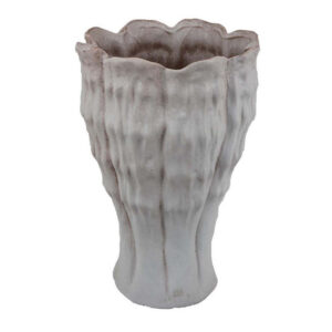 Maria Accent Vase with Rippled Texture, Tapered Gray Ceramic 15 Inch