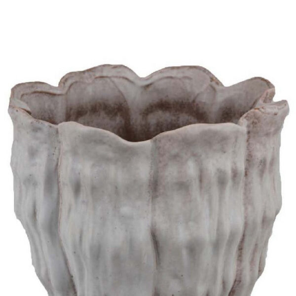 Maria Accent Vase with Rippled Texture, Tapered Gray Ceramic 15 Inch