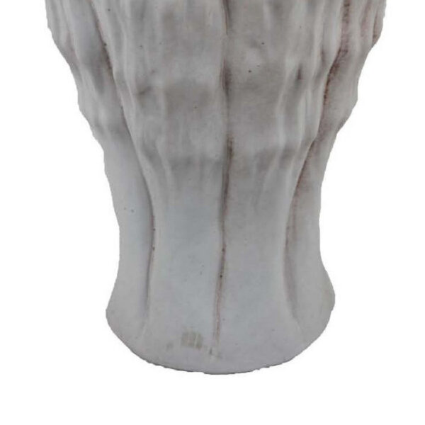 Maria Accent Vase with Rippled Texture, Tapered Gray Ceramic 15 Inch