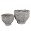 Maria Accent Planter Set of 2, Scalloped Rim, Gray Textured Ceramic