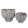 Maria Accent Planter Set of 2, Scalloped Rim, Gray Textured Ceramic