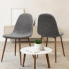 Reva Dining Side Chair Set of 2, Dark Gray Cushions, Brown Iron Frame