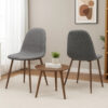 Reva Dining Side Chair Set of 2, Dark Gray Cushions, Brown Iron Frame