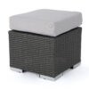 Outdoor Ottoman, 16 Inch Square Gray Woven Frame with Plush Cushion