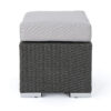 Outdoor Ottoman, 16 Inch Square Gray Woven Frame with Plush Cushion