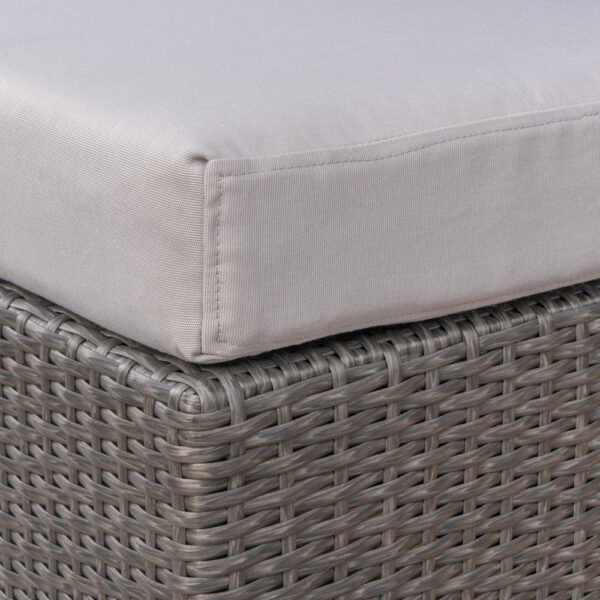 Outdoor Ottoman, 16 Inch Square Gray Woven Frame with Plush Cushion