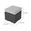 Outdoor Ottoman, 16 Inch Square Gray Woven Frame with Plush Cushion