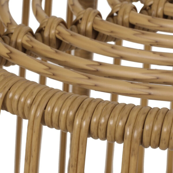 Laine Outdoor Side End Table, 20 Inch Round Top, Brown Rope Woven Base