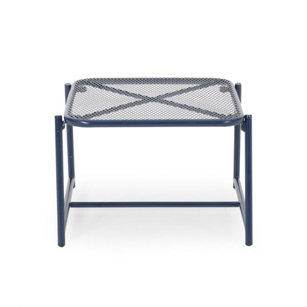 Kery Outdoor Side End Table, 20 Inch Mesh Top, Navy Blue Sled Base