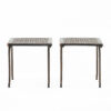 Lyra Outdoor Side End Table, Cabriole Legs, Brown Aluminium, 18 Inch