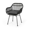Tee Outdoor Conversation Chair Set of 2, Gray Rattan, Black Metal