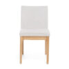 Dining Chair Set of 2, Brown Wood Frame, Light Beige Padded Fabric
