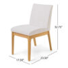 Dining Chair Set of 2, Brown Wood Frame, Light Beige Padded Fabric