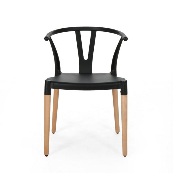 Dining Side Chair Set of 2, Sculpted Design 29 Inch Black Seat