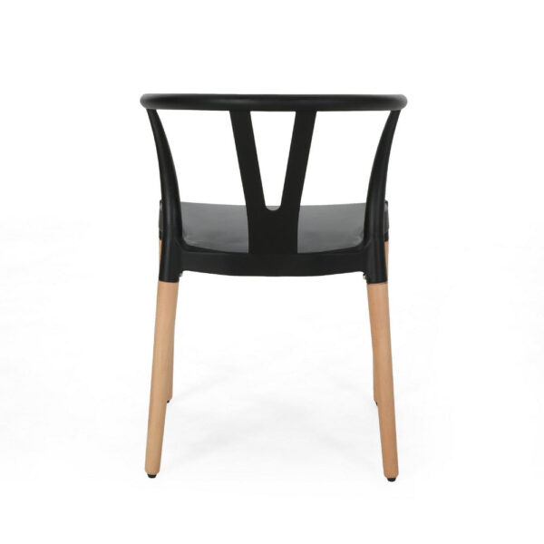 Dining Side Chair Set of 2, Sculpted Design 29 Inch Black Seat