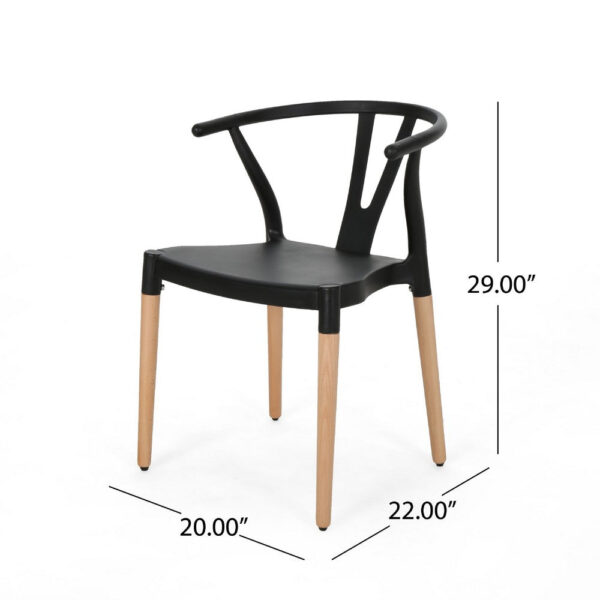 Dining Side Chair Set of 2, Sculpted Design 29 Inch Black Seat