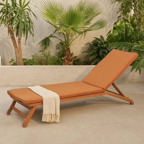 Pina Cushion for Outdoor Chaise Lounger, Waterproof Orange, 79 Inch