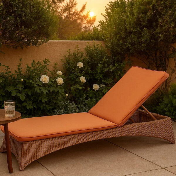 Pina Cushion for Outdoor Chaise Lounger, Waterproof Orange, 79 Inch