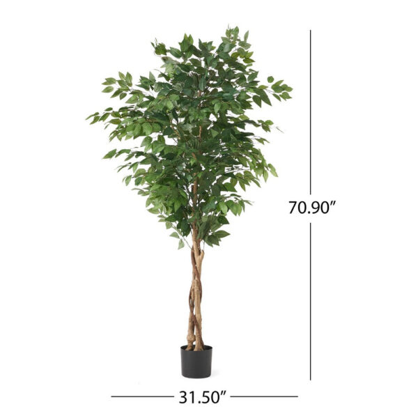 Deso Artificial Ficus Tree, Green Leaves w Twisted Trunk, 71 Inch