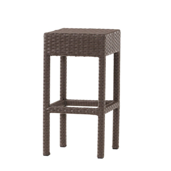 Outdoor Barstool Set of 2, Industrial Style Dark Brown Rattan Woven